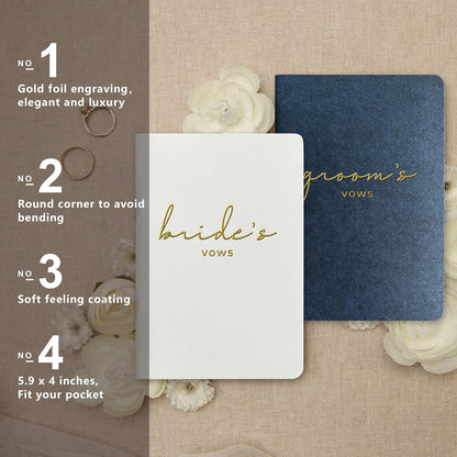 WeddingGiftsWedding Vow Books His and Hers Soft Touch Gold Foil Engraving Vow Books Wedding Essentials Wedding Accessories(TR-HH-Black)