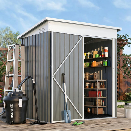 U-MAX 5'x3' Outdoor Storage Shed with Floor Base, Small Metal Garden Sheds & Outdoor Storage Clearance with Waterproof Floor Included, 3x5 Tiny Utility and Tool Sheds