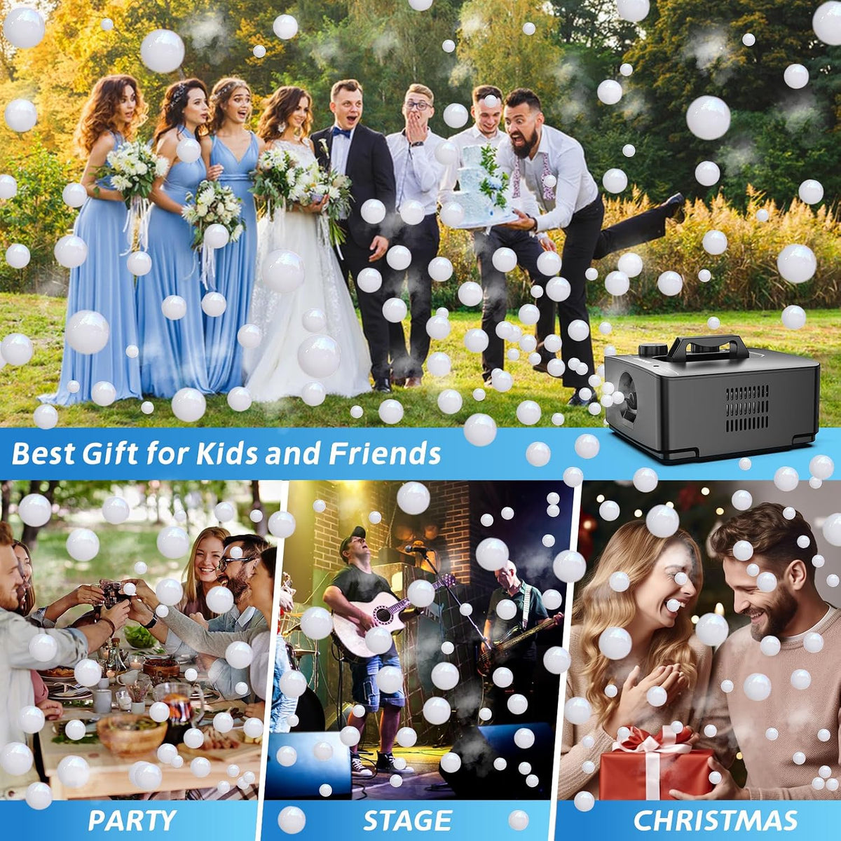 Wisdomlit Fog Bubble Machine, 2-in-1 No-Spill Smoke Bubble Machine (Black)