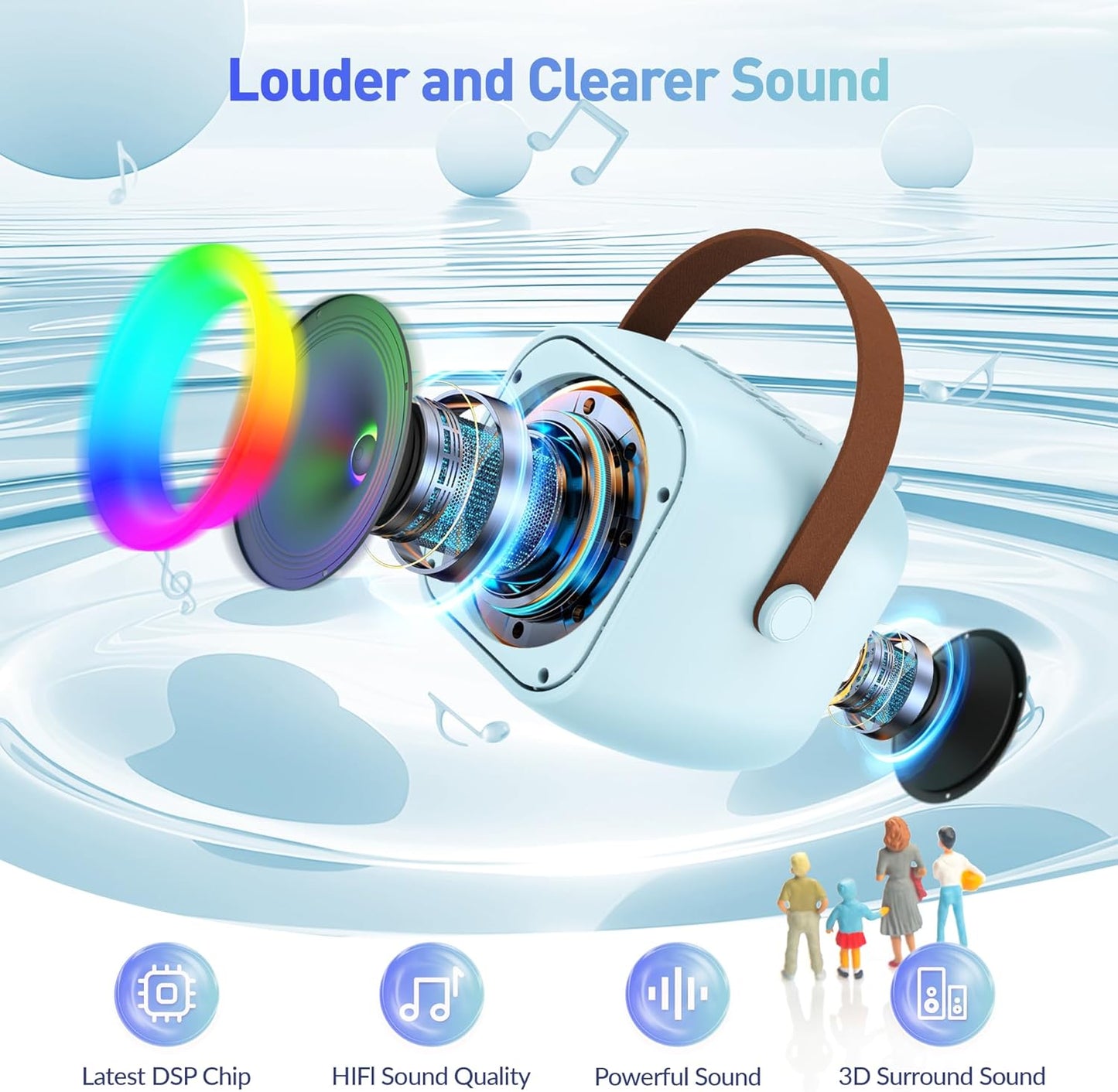 Mini Karaoke Machine, Portable Bluetooth Karaoke Speaker with 2 Wireless Microphones and Party Lights for Kids and Adults, Birthday Gifts for Girls Boys Family Home Party (Hotpink)