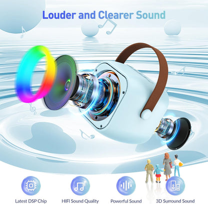 Mini Karaoke Machine, Portable Bluetooth Karaoke Speaker with 2 Wireless Microphones and Party Lights for Kids and Adults, Birthday Gifts for Girls Boys Family Home Party (Hotpink)