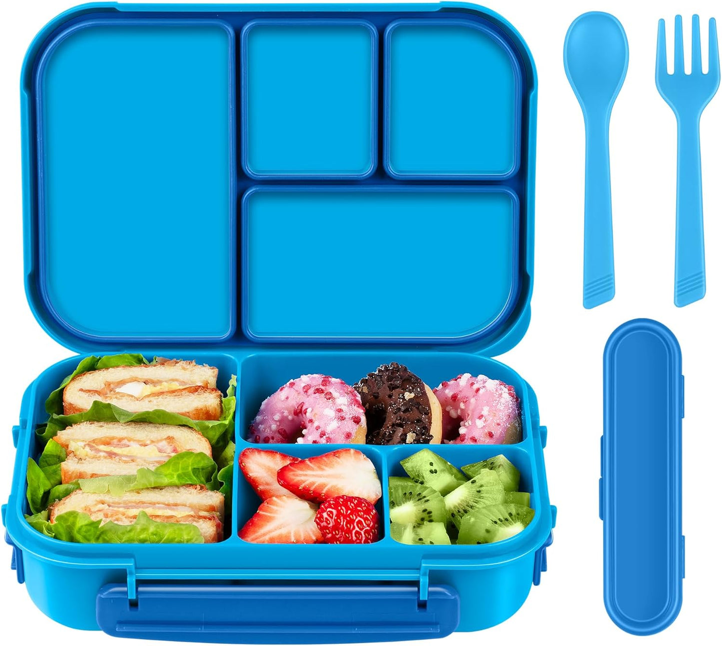 Amathley Lunch Box Kids,Bento Box Adult Lunch Box,Leakproof Lunch Containers for Adults/Kids/Toddler,1200ML-4 Compartments bento Lunch box with Utensil,Microwave & Dishwasher Safe(Dark Gray)