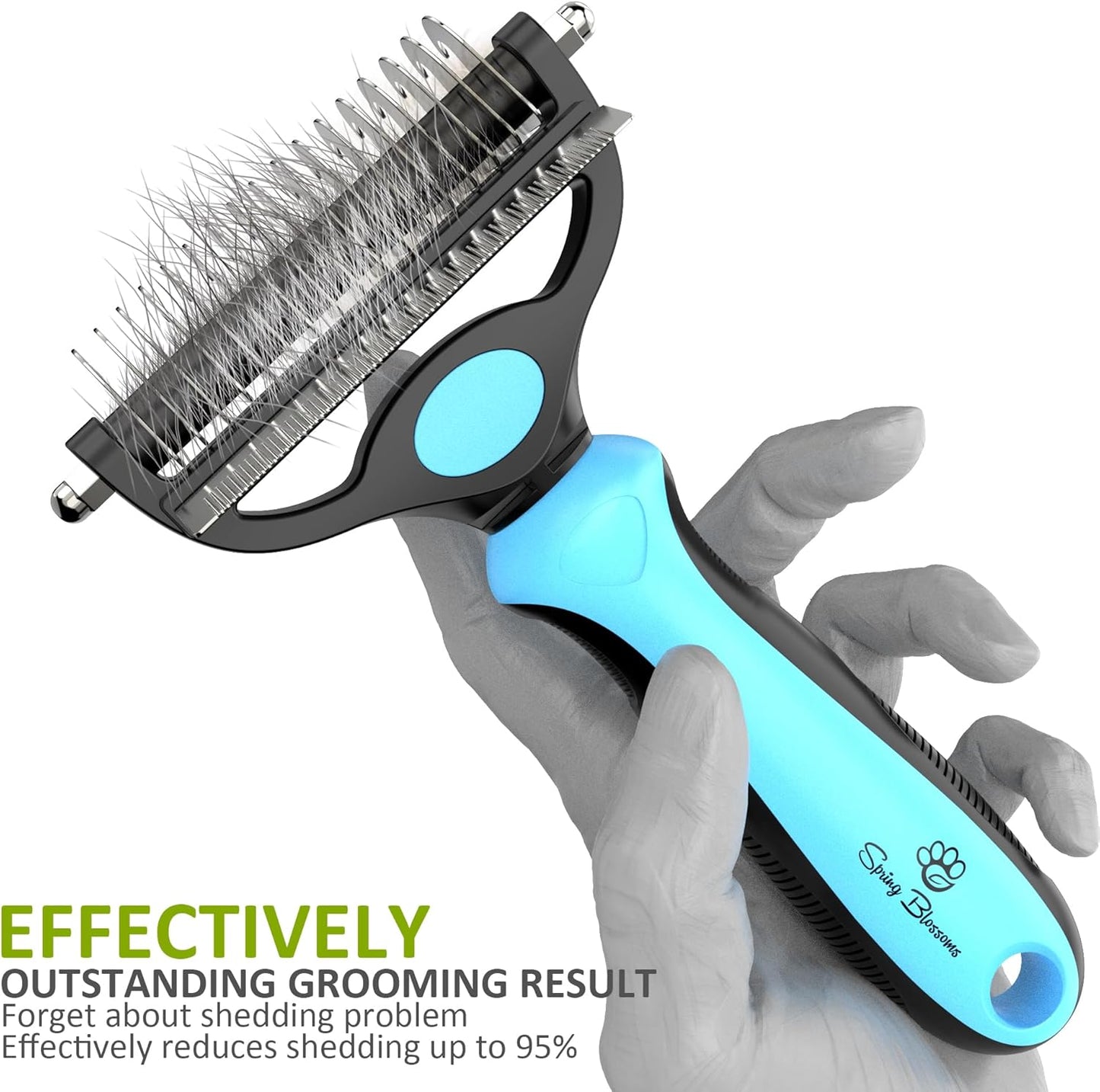 Spring Blossoms-2 in 1 Professional Grooming Rake for Cats & Dogs-Dematting Comb for Easy Mats & Tangles Removing,Pet Brush Safe No More Nasty Shedding and Flying Hair (Orange)