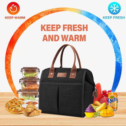 Lunch Bag for Women & Men, Insulated Lunch Box Cooler Tote Bags, Adult Reusable Lunch Boxes with Water Resistant for Work, Travel and Picnic (Grey)