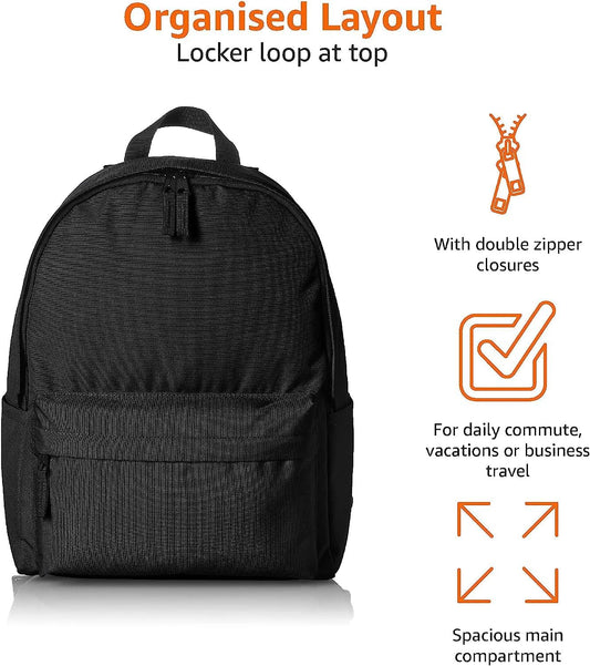 Amazon Basics Classic School Backpack - Black - PuriLite