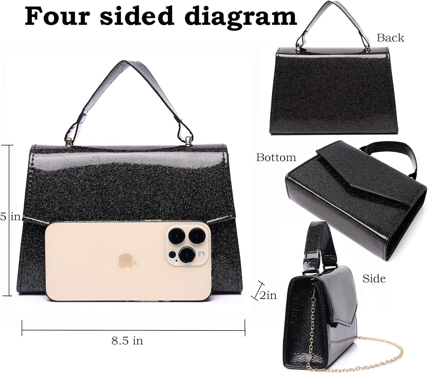 MUDUO Women's Glittering Evening Bag Party Clutches Wedding Purses Cocktail Prom Handbags - PuriLite