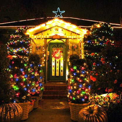 JMEXSUSS 2 Pack 75.5ft Orange Solar Christmas Lights, Total 400 LED Solar String Lights Outdoor Waterproof, 8 Modes Orange Halloween Lights for Tree Patio Garden Thanksgiving Halloween Decorations