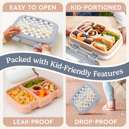 Bentgo Kids 5-Compartment Leak-Proof Bento-Style Lunch Box (Whimsy & Wonder Collection) - Ideal for Ages 3-7, Drop-Proof & Durable, Dishwasher Safe, & PFAS & BPA-Free Materials (Starry Sprinkle)