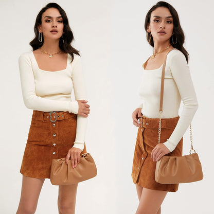 Cloud Pouch Bag Women Shoulder Handbag Soft Vegan Leather Vintage Hobo Chain Cross body Bag