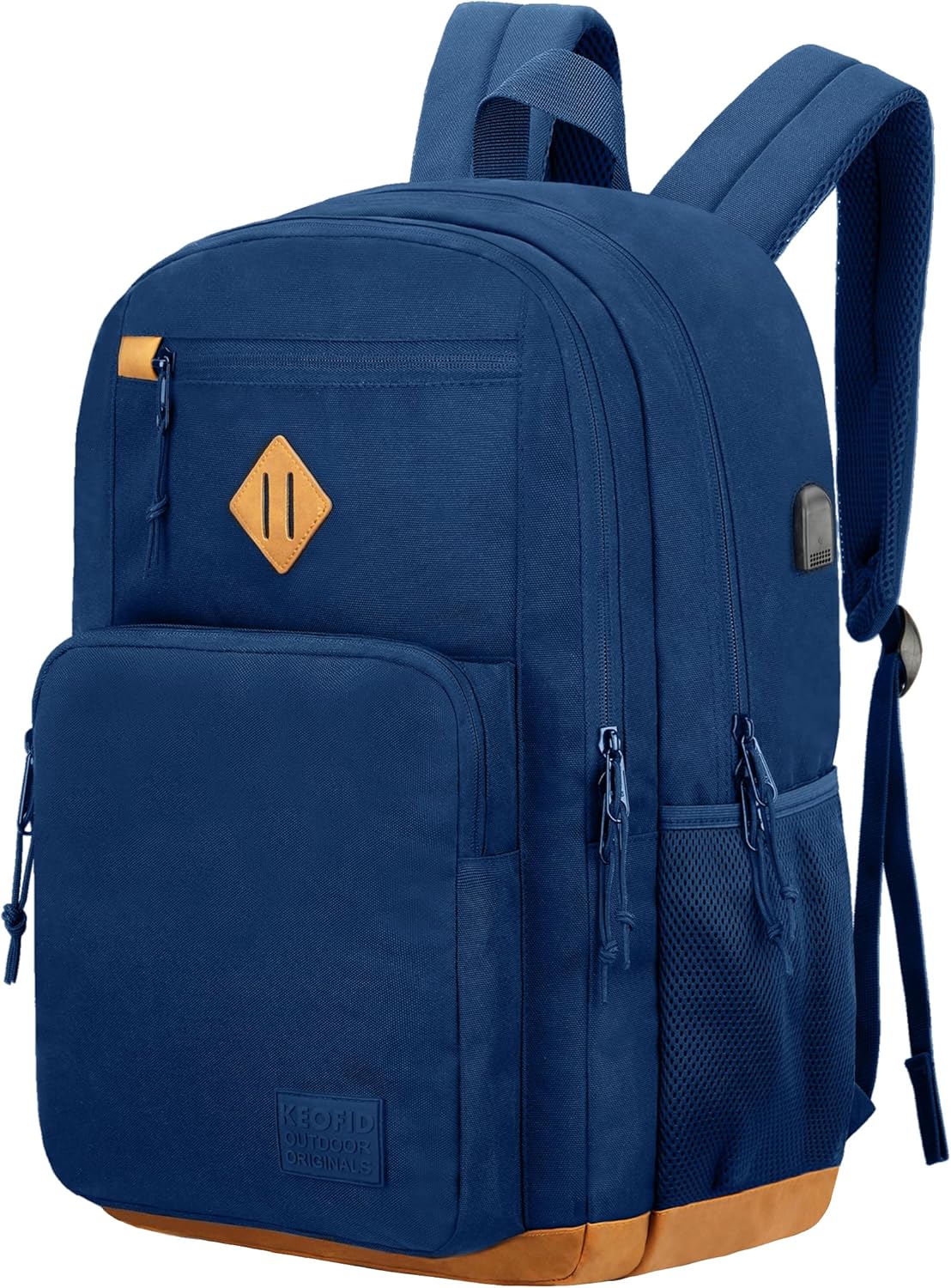 KEOFID classic carry-on travel backpack for men and women, Anti theft laptop backpack with USB charging port, large backpack for college(dark black）