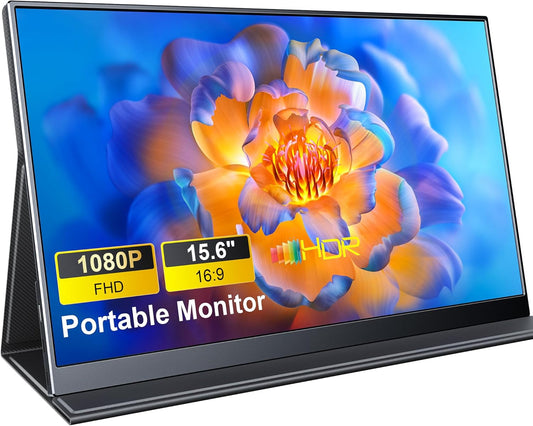 MagicRaven Portable Monitor, 15.6" 1080P Laptop Screen, Lightweight Dual USB C HDMI Second Computer Gaming Display with Speakers, Travel Monitor for MacBook PS4/5 Xbox Switch PC Phone - PuriLite