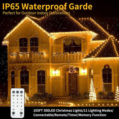 Tcamp 105FT 300 LED Purple Orange Halloween Decorations Lights Motion Activated Sync with 4 Scary Music, 6 Modes Halloween String Lights for Party Yard Outdoor Indoor Decor (3 Sets Connectable)