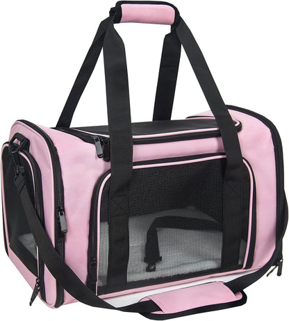 NextFri Soft Sided Carrier for Cats Dogs,TSA Airline Approved Collapsible Travel Pet Carrier (Magenta, Medium)