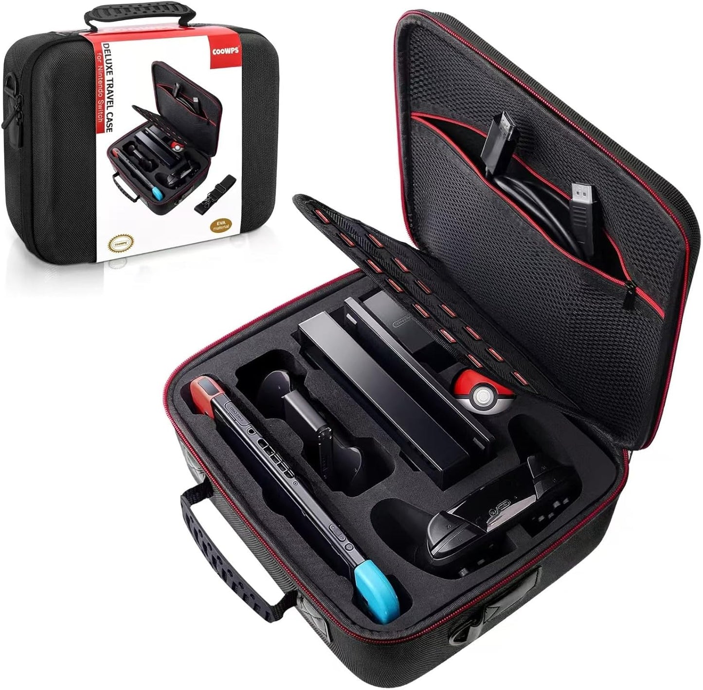 COOWPS Case for Nintendo Switch 2, Hard Shell Full Protection All-in-One Travel Case with 4pcs Thumb Grip Caps & 20 Game Card, Slots Soft Lining Carrying Case for Switch 2 Accessories Pro Controllers