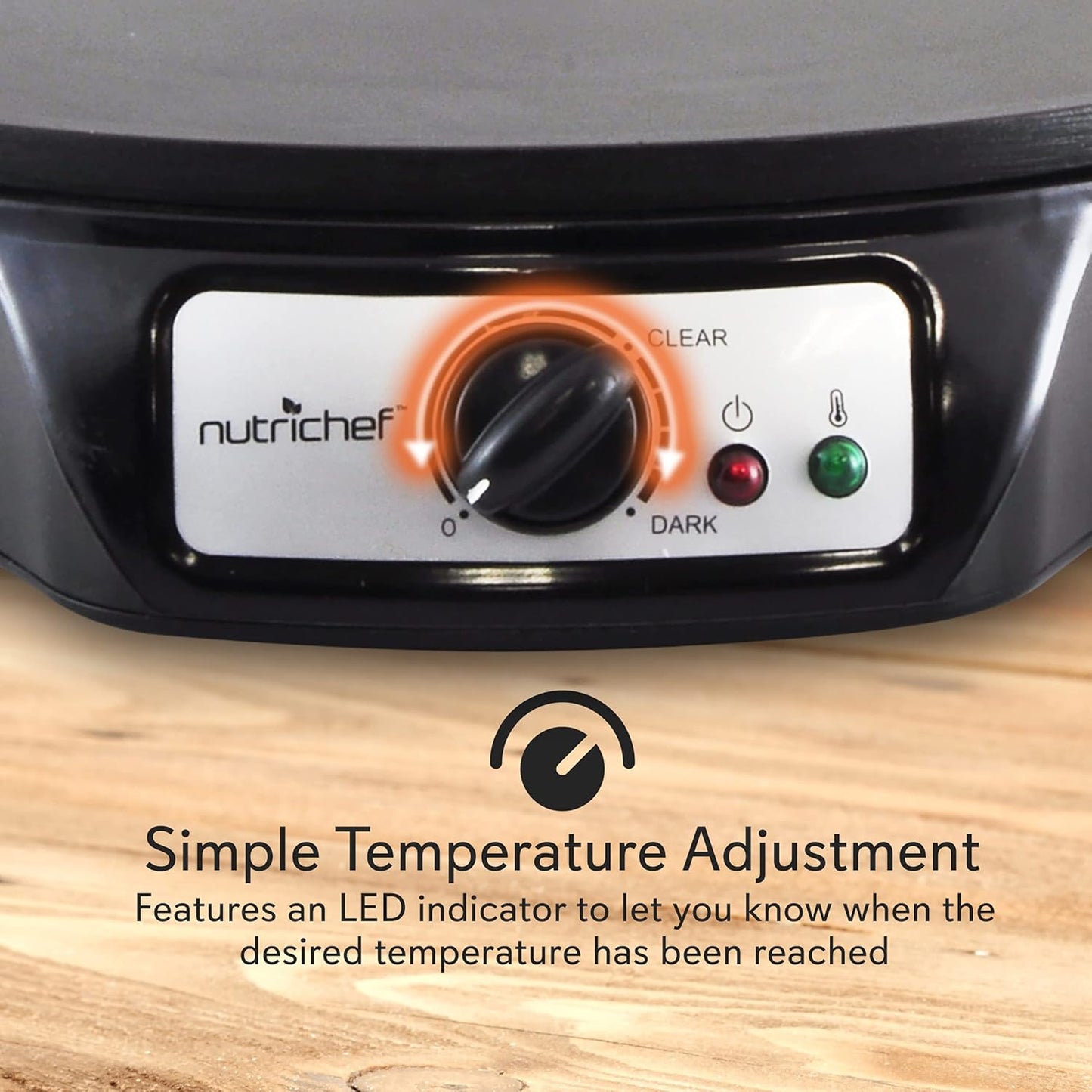 NutriChef Electric Crepe Maker, Cooks Roti, Tortillas, Pancakes, Nonstick Cooktop, 8-inch Cook Area On/Off Switch, Automatic Temperature Control & Cool Touch Handle, Includes Food Bowl, Whisk, Spatula