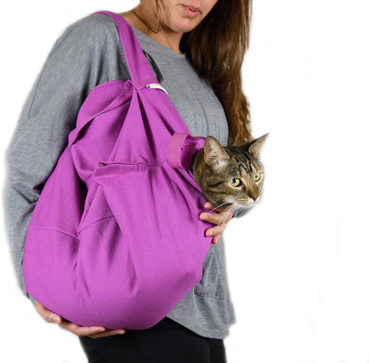 Cat-in-the-Bag Cozy Comfort Carrier - Small Caramel Pet Carrier for Cat and Cat Restraint for Medication Administration, Nail Clipping, Travel, Vet Visits, and Dental Care