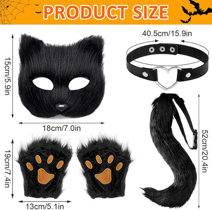 Therian Mask and Tail Set Furry Fox Mask Therian Fox Tail Halloween Set - PuriLite
