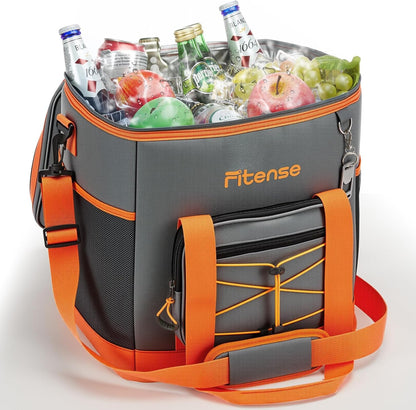 Fitense Soft Cooler Bag Insulated 50 Cans/33L, 27 Cans/20L Camping Cooler 4-Layer Leakproof, Collapsible Portable Lunch Cooler for Beach, Travel, Picnic, Grocery, Kayaking