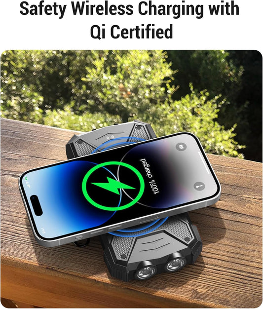 BLAVOR Solar Power Bank 10,000mAh, Wireless Portable Charger, 20W Fast Charging External Battery Pack with USB C for Cell Phones, Solar Panel Charger with Flashlight and Compass for Camping Outdoor