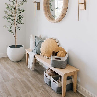 OrganiHaus Large Fabric Storage Baskets for Shelves 3 Pack, 15x11in Closet Storage Bins for Shelves, Cloth Baskets, Fabric Storage Cubes, Linen Closet Organizers, Fabric Basket, White Basket