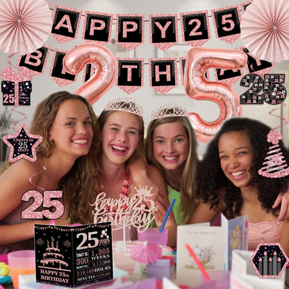 40th Birthday Decorations for Women,32pcs 40th Birthday Party Decorations,Including Backdrop, Crown,Sash,banner, Hanging Swirl,Cake Topper,balloons,Paper Fans,Anniversary Card and paper fans