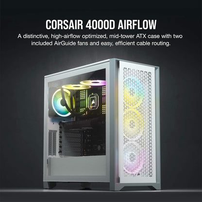 CORSAIR 3000D Airflow Mid-Tower PC Case – 2X SP120 Elite Fans – Four-Slot GPU Support – Fits up to 8X 120mm Fans – High-Airflow Design – Black