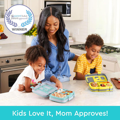 Bentgo Kids Prints Leak-Proof, 5-Compartment Bento-Style Kids Lunch Box - Ideal Portion Sizes for Ages 3-7, Durable, Drop-Proof, Dishwasher Safe, & Made with BPA-Free Materials (Green Rainbow)