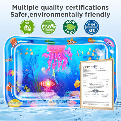 FATBEE New Thickened Cat Water Mat with Light,Anti-Scratch Water Sensor Play Mat，Water Sensor Play Mat for Cats, Cool Comfort Water Sensor Pad