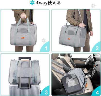 Morpilot Cat Carrier Soft - Portable Pet Carrier for Small or Medium Cats, Dogs and Puppy up to 14lbs, Airline Approved Dog Carrier with Safety Buckle - (Dark Gray)