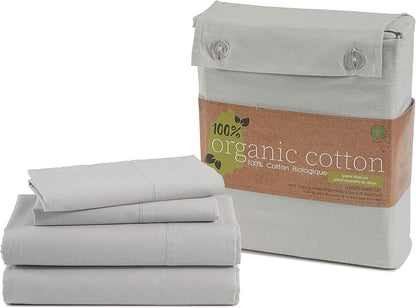 Lane Linen 100% Organic Cotton Queen Sheet Set, 4-Piece Percale Bed Sheets for Queen Bed - Soft, Breathable, Hypoallergenic, Deep Pocket Fits Mattress Up to 15" Deep, Hotel Quality Sheets - White