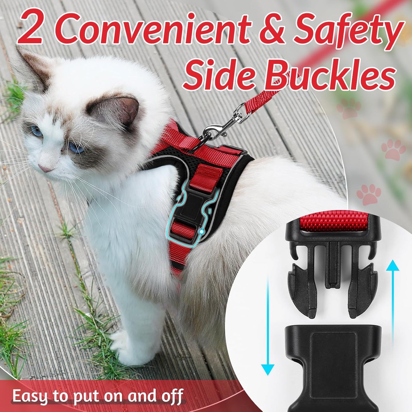 rabbitgoo Cat Harness and Leash for Walking, Escape Proof Soft Adjustable Vest Harnesses for Small Medium Cats, Easy Control Breathable Reflective Strips Jacket, XS, Black