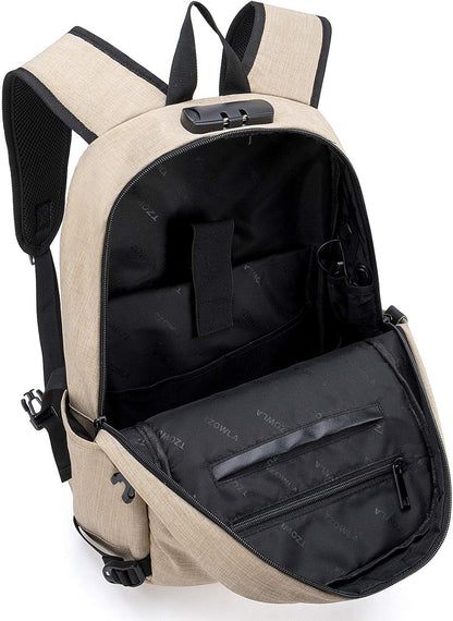 Tzowla Laptop Travel Slim School Backpack Water Resistant Anti-Theft Bag with USB Charging Port and Lock 15.6 Inch Computer Business Backpacks for Men Women College Student Gift,Bookbag Casual Daypack