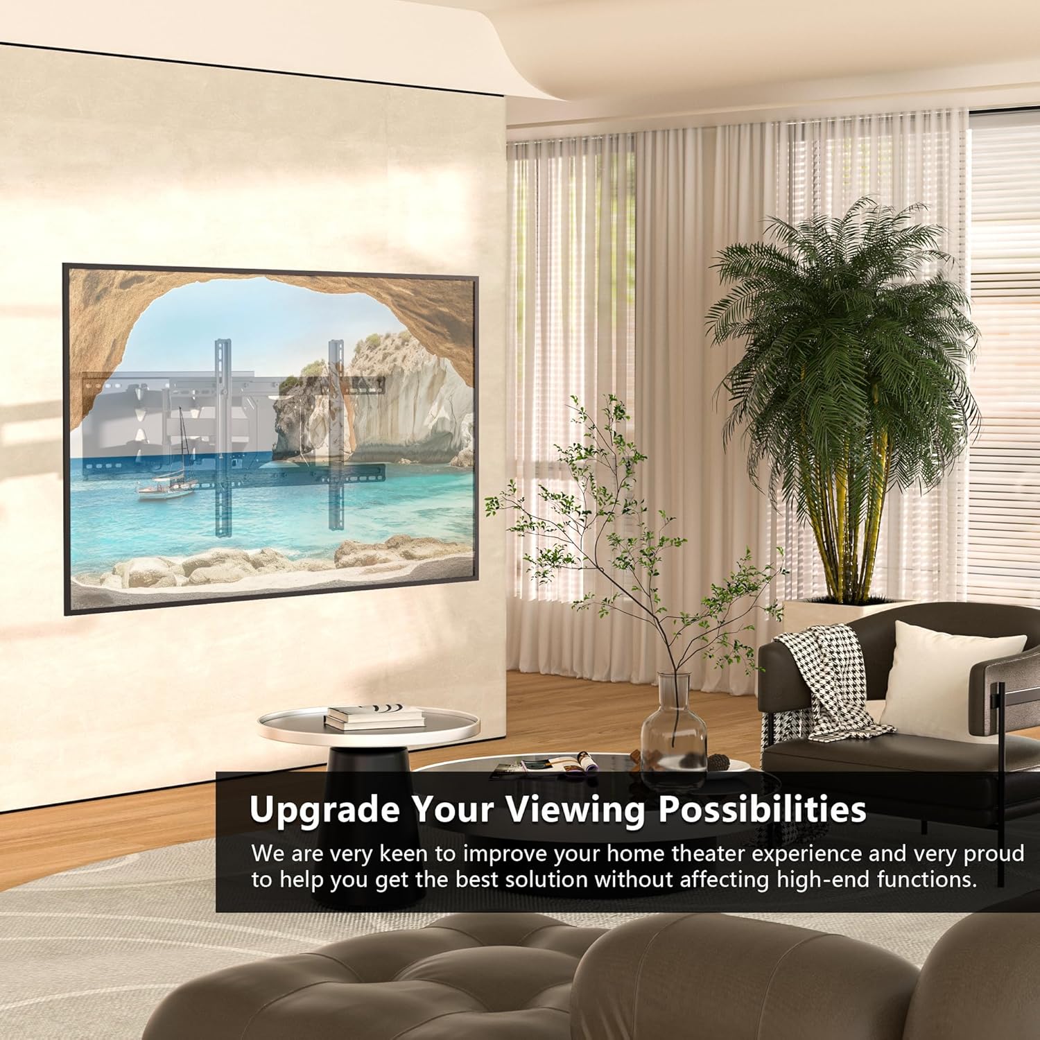 BONTEC TV Wall Mount with Extra Long Articulated Arm for 32-75 Inch TVs, 32.7” Extension, Holds Up to 132lbs, Full Motion Dual Arm Bracket with Tilt, Swivel & Level Adjustment, Max VESA 600x400mm - PuriLite