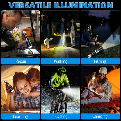 Flashlight Rechargeable 990000 High Lumens, Super Bright LED Flash Light with LCD Digital Display, Tactical Flashlights with IPX7 Waterproof, 6 Modes Brightest Flashlight for Camping, Emergency