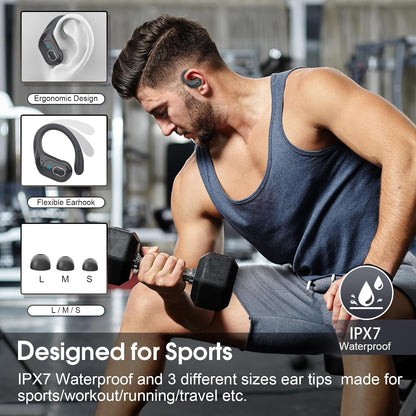 STECEi Wireless Earbuds 75hrs Bluetooth 5.4 Headphone Sport, Bluetooth Earbuds HiFi Stereo Over Ear Bud with Earhooks, ENC Noise Cancelling Mic, IP7 Waterproof Wireless Earphone for Workout/Running