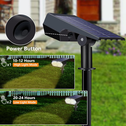 Solar Spot Lights Outdoor Waterproof IP65, 49 LED Solar Lights for Outside, 2 Brightness Modes Solar Powered Garden Yard Landscape Spotlights for Walkway, Driveway Decorations (4 Pack-Warm White)