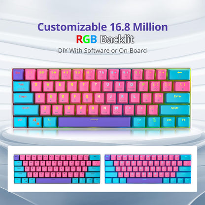 Fogruaden Full Size Mechanical Keyboard, Green Matcha Keyboard, Wired USB 104 Keys RGB Backlit Gaming Keyboard with Number Pad, Red Switches, NKRO Mechanical Keyboard for Windows Laptop PC Gamer