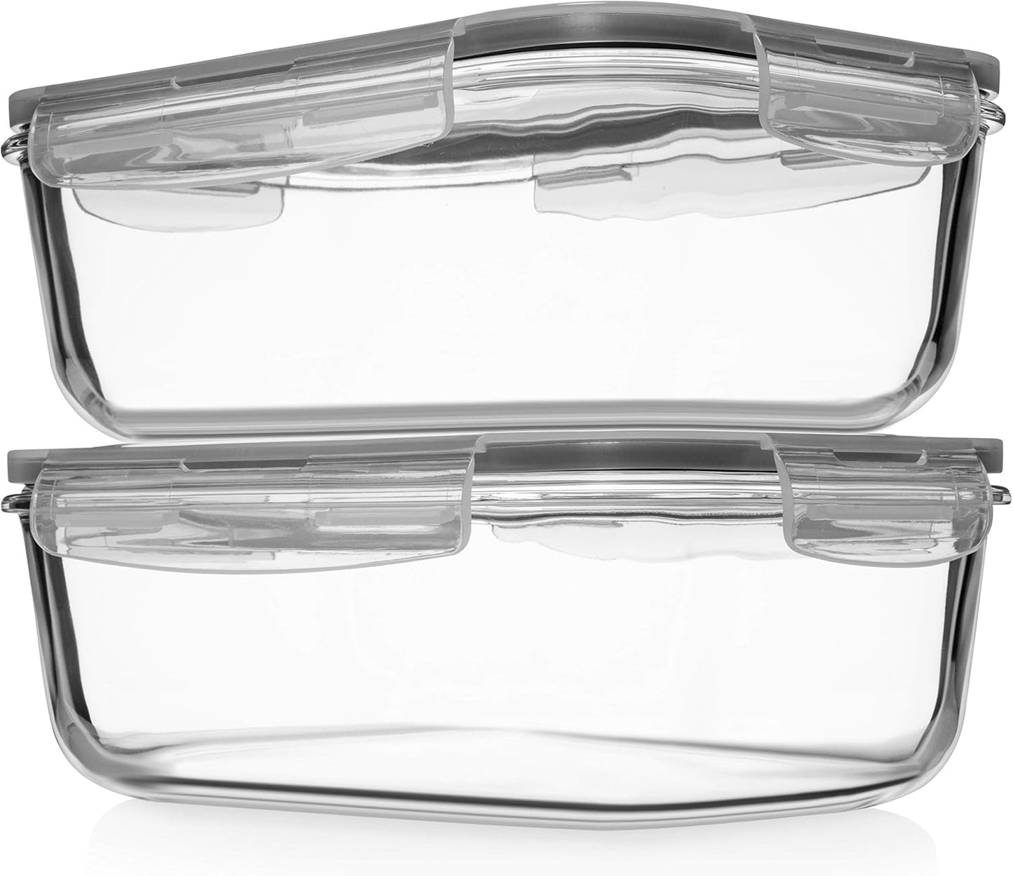 Razab 8 Cups / 63 Oz 2 Pack Large Glass Container Food Storage with Lids - Leakproof, BPA-Free Large Glass Meal Prep Container Ideal for Roasting Turkey, Store Leftover - Microwave & Oven Safe