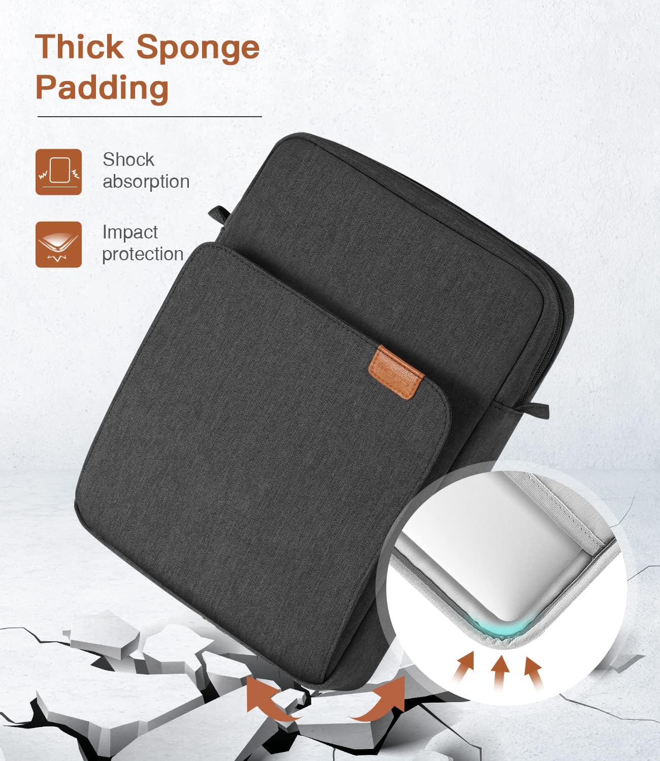 MoKo 13.3-14 Inch Laptop Sleeve Bag Fits MacBook Pro M3/M2 14" 2023, MacBook Pro 13" M2, New MacBook Air 13.6" M3/M2 2024/2022,Tab S8 Ultra 14.6",Handle Carrying Case with Shoulder Strap, Black & Gray - PuriLite