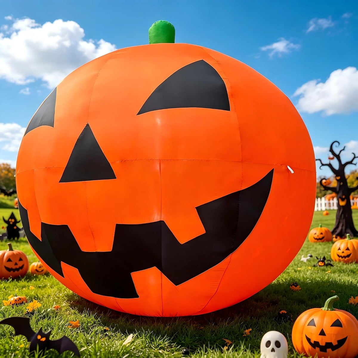 10.2 FT Halloween Giant Inflatable Pumpkin, Blow Up LED Light Pumpkin Halloween Party Supplies, Extra Large Inflatable Pumpkin for Outdoor Yard, Lawn, Garden, Fall Festival Decor& Commercial Use