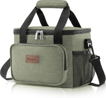 Lifewit Lunch Bag for Men, Insulated Lunch Box Leakproof Soft Cooler Cooling Tote for Adult Women, Waterproof Reusable Lunch Bags for Work Office Outdoor Picnic Camping, Black, 12-Can (9L)