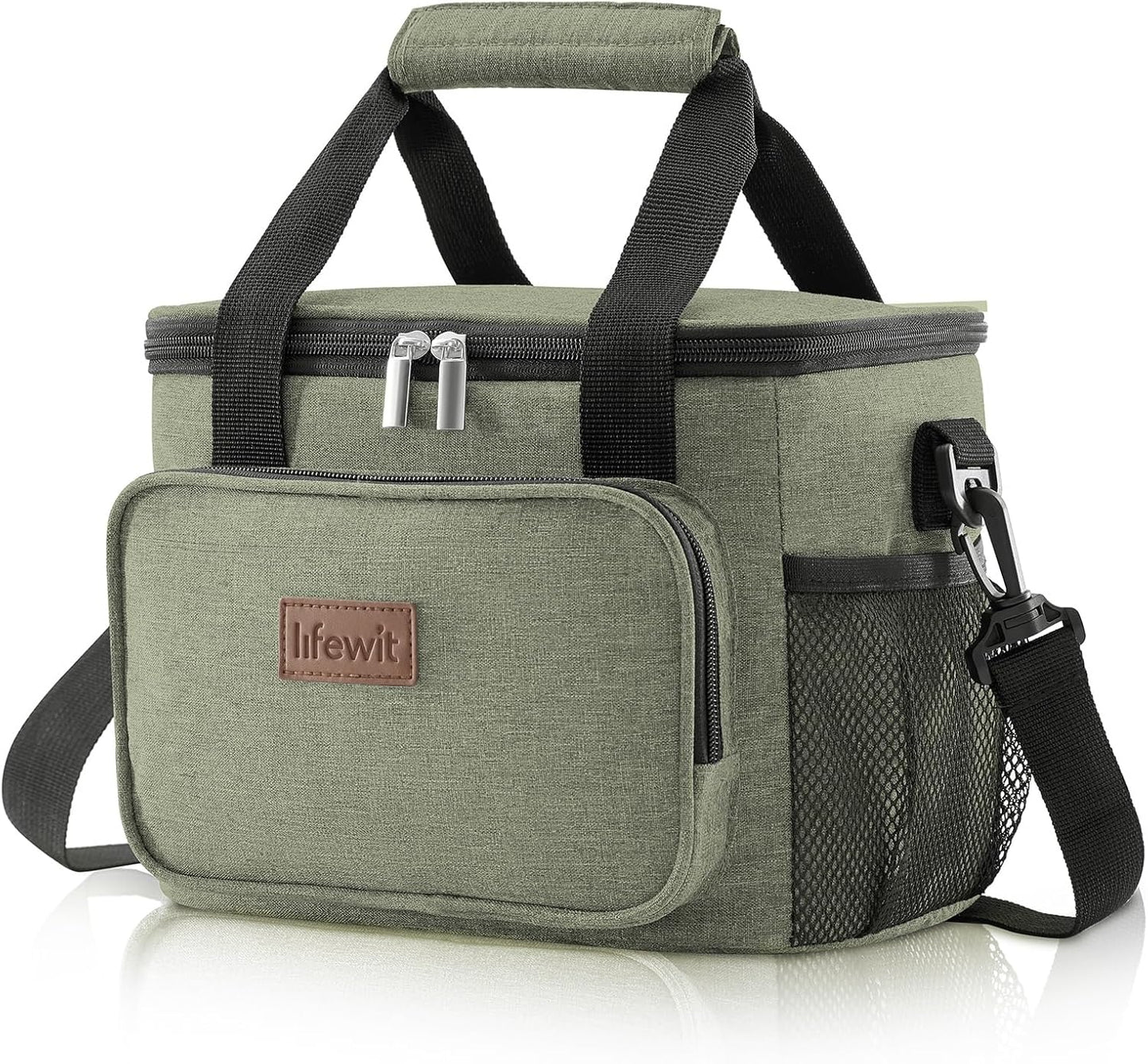 Lifewit Large Lunch Bag Insulated Lunch Box Soft Cooler Cooling Tote for Adult Men Women, Dark Green 12-Can (9L)