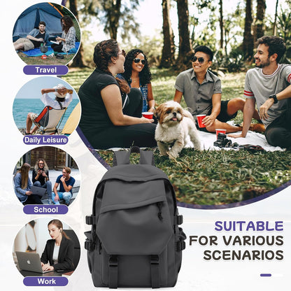 School Backpack for Women Men College High School Bags for Boys Girls Casual Daypack Laptop Backpack Waterproof Black Bookbag Travel Rucksack