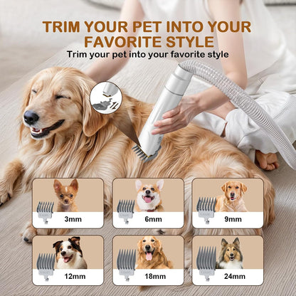 Dog Grooming Vacuum, Dog Grooming Kit, 3 Suction Modes Dog Brush Vacuum with 5 Pet Grooming Tools (Wheaten)