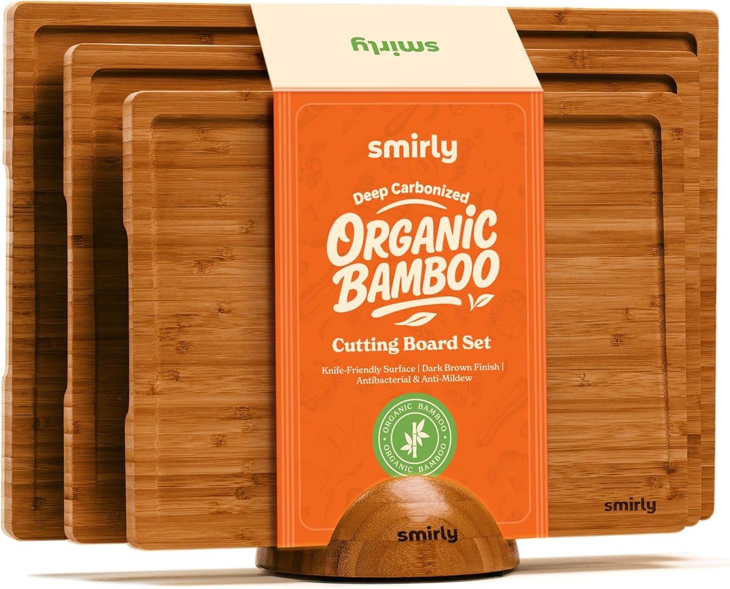 SMIRLY Wood Cutting Boards For Kitchen Meal Prep & Serving, Bamboo Cutting Board Set, Charcuterie Chopping Boards and Wooden Cutting Boards for Kitchen