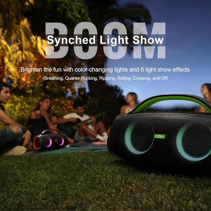 DOSS Extreme Boom Pro Bluetooth Speaker with 100W Stereo Sound, Rich Bass, 20H Playtime, Mixed Color Light, IPX6 Waterproof Haut parleur for Camping, Beach, Outdoor-Orange