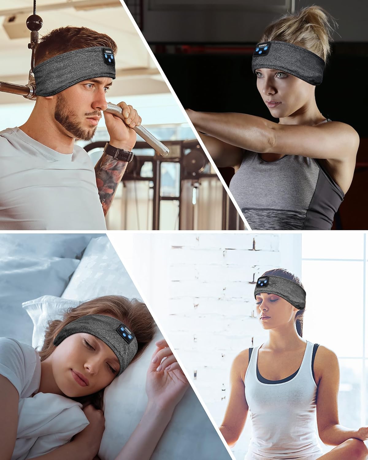 Sleep Headphones Bluetooth Headband, Voerou Wireless Sleeping Headphones Earbuds Sleep Mask with Stereo Speakers-Cool Tech Gadget for Men Women,Perfects for Sleep Workout Running Yoga Travel Insomnia