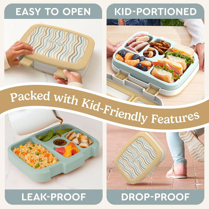 Bentgo Kids 5-Compartment Leak-Proof Bento-Style Lunch Box (Whimsy & Wonder Collection) - Ideal for Ages 3-7, Drop-Proof & Durable, Dishwasher Safe, & PFAS & BPA-Free Materials (Checker Gradient)