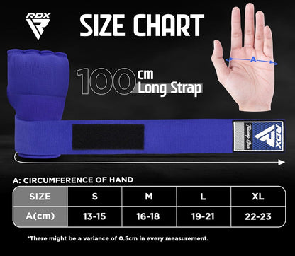RDX Gel Boxing Hand Wraps Inner Gloves, Quick 100cm Long Wrist Straps, Elasticated, Padded Fist Hand Protection, Muay Thai MMA Martial Arts Punching Speed Bag Training Bandages, Under Mitts Handwraps