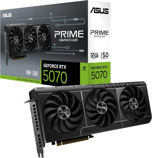 The SFF-Ready ASUS Prime GeForce RTX™ 5070 12GB GDDR7 Graphics Card (PCIe® 5.0, 12GB GDDR7, HDMI®/DP 2.1, 2.5-Slot, Axial-tech Fans, Dual BIOS)